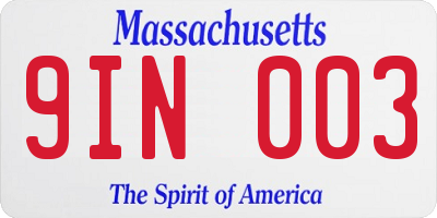 MA license plate 9IN003
