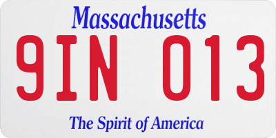 MA license plate 9IN013