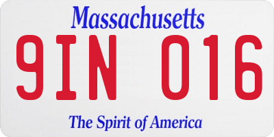 MA license plate 9IN016