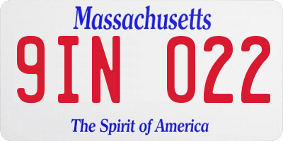 MA license plate 9IN022