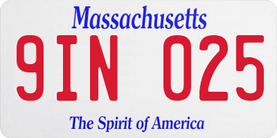 MA license plate 9IN025