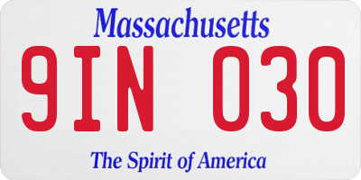 MA license plate 9IN030