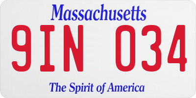 MA license plate 9IN034