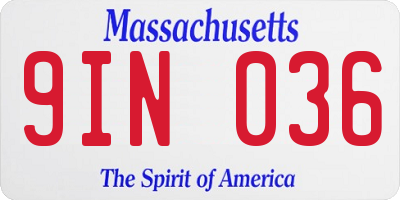 MA license plate 9IN036