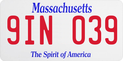 MA license plate 9IN039