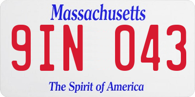 MA license plate 9IN043