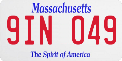 MA license plate 9IN049