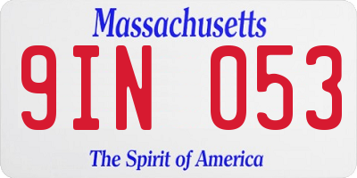 MA license plate 9IN053