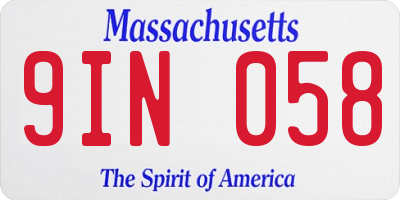 MA license plate 9IN058