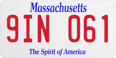 MA license plate 9IN061