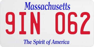 MA license plate 9IN062