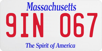 MA license plate 9IN067