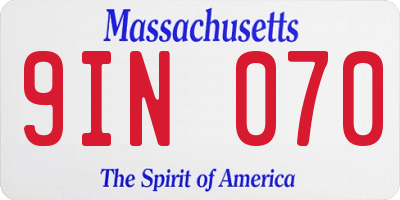 MA license plate 9IN070