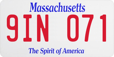 MA license plate 9IN071