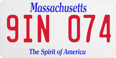 MA license plate 9IN074