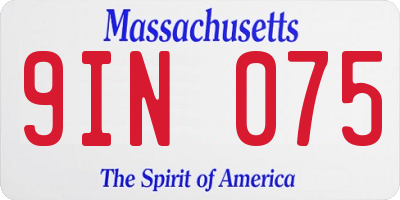 MA license plate 9IN075