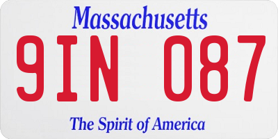 MA license plate 9IN087