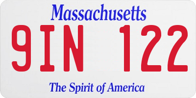 MA license plate 9IN122