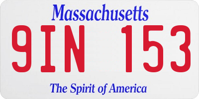 MA license plate 9IN153
