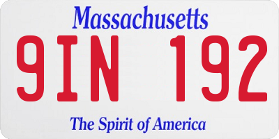 MA license plate 9IN192