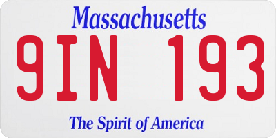 MA license plate 9IN193