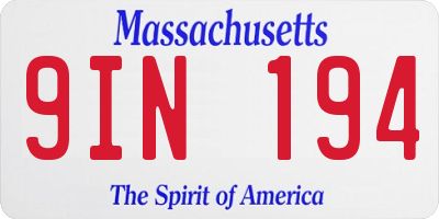 MA license plate 9IN194
