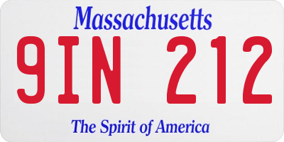 MA license plate 9IN212
