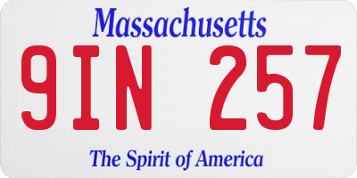 MA license plate 9IN257