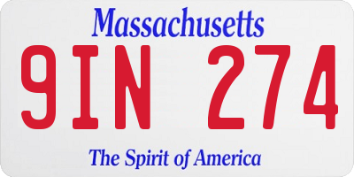 MA license plate 9IN274