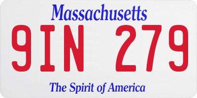 MA license plate 9IN279