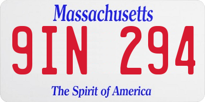 MA license plate 9IN294