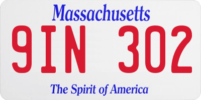 MA license plate 9IN302