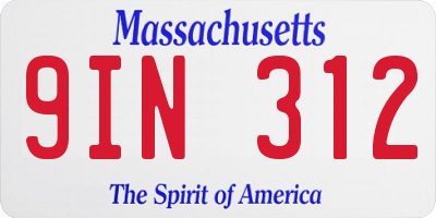 MA license plate 9IN312