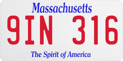 MA license plate 9IN316
