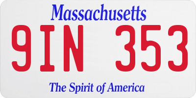 MA license plate 9IN353