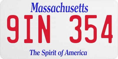 MA license plate 9IN354