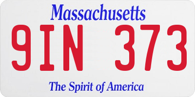 MA license plate 9IN373