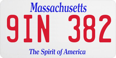 MA license plate 9IN382