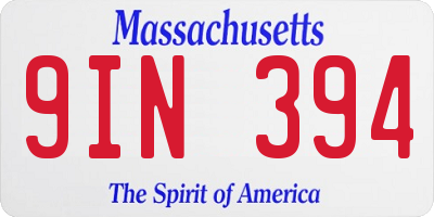 MA license plate 9IN394