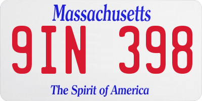 MA license plate 9IN398