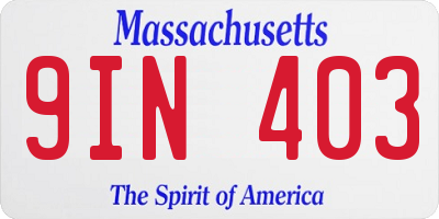 MA license plate 9IN403