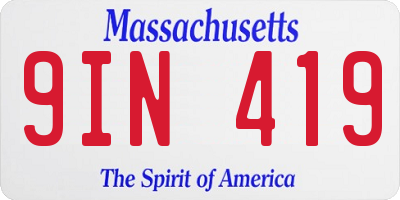 MA license plate 9IN419
