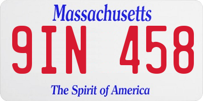 MA license plate 9IN458