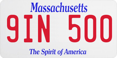MA license plate 9IN500