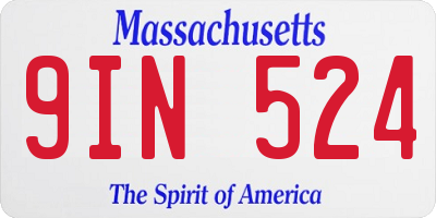MA license plate 9IN524
