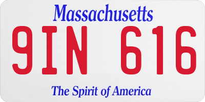 MA license plate 9IN616
