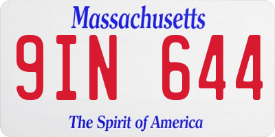 MA license plate 9IN644