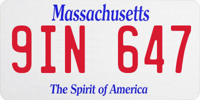 MA license plate 9IN647