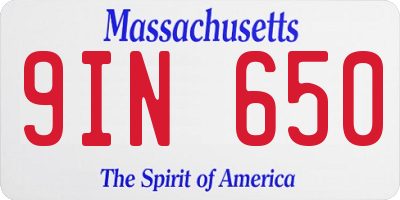 MA license plate 9IN650