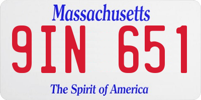 MA license plate 9IN651